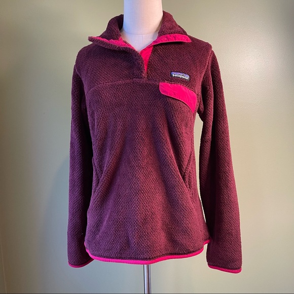 Patagonia Tops - Patagonia Women’s RE-Tool Snap T Wine Red Fleece Pullover Jacket - Size Small